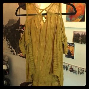 Mustard Top with lace
